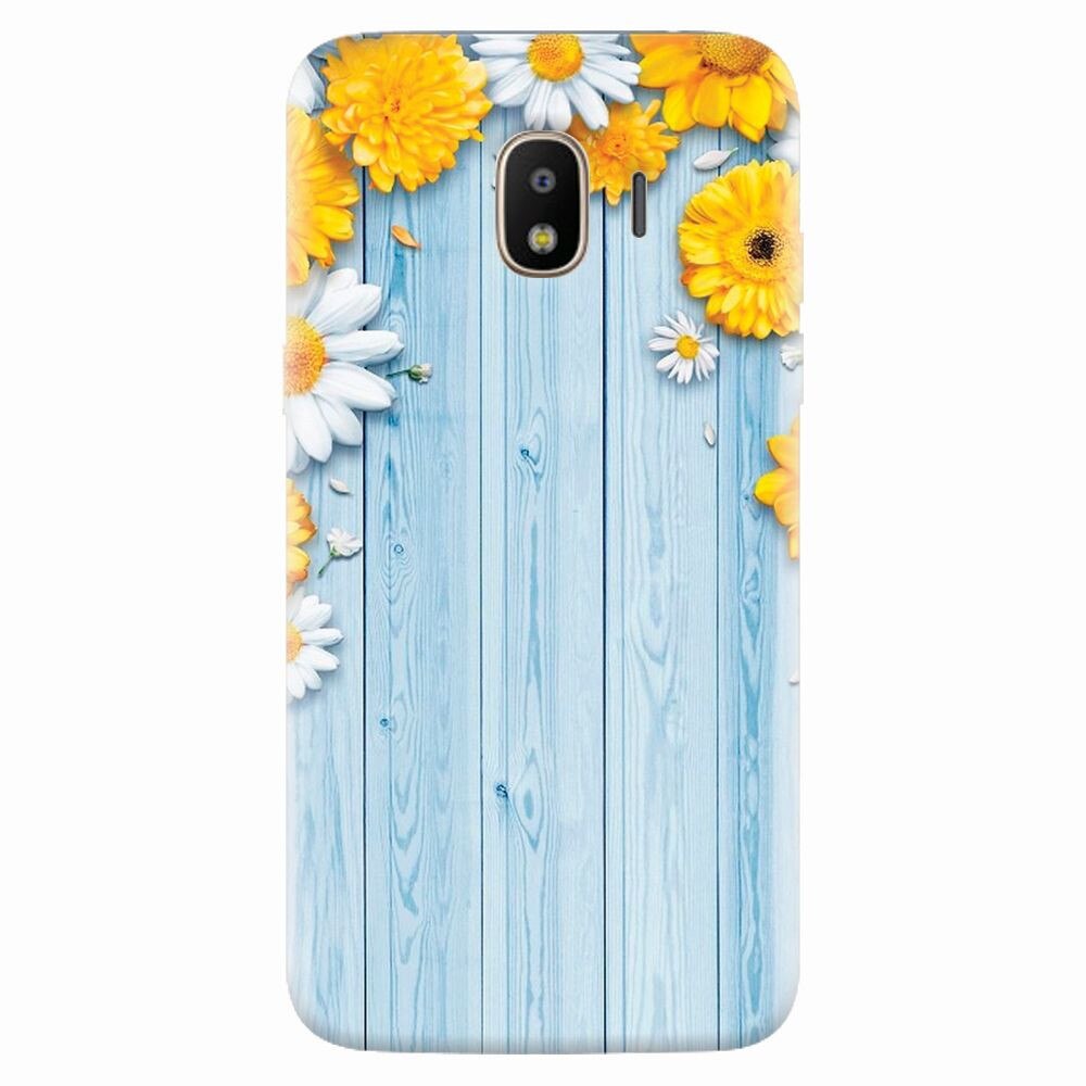 Husa silicon pentru Samsung Galaxy J2 pro 2018, Sunflower On Blue Wood