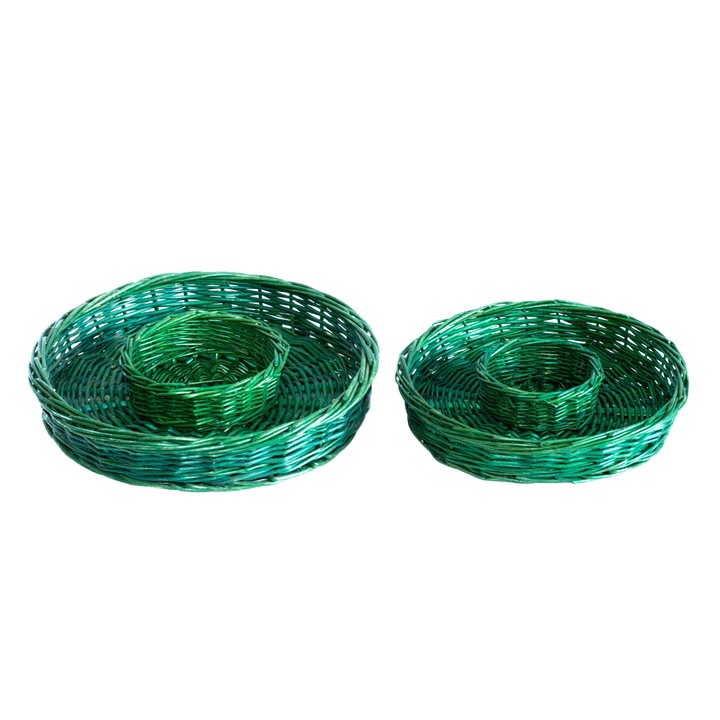 Cosuri 2 bucati/set , din rachita rotunde verzi, 236 g