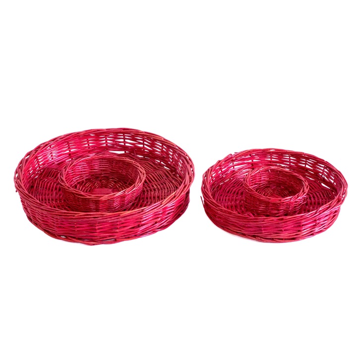 Cosuri 2bucati/set , din rachita rotunde rosii, 236 g
