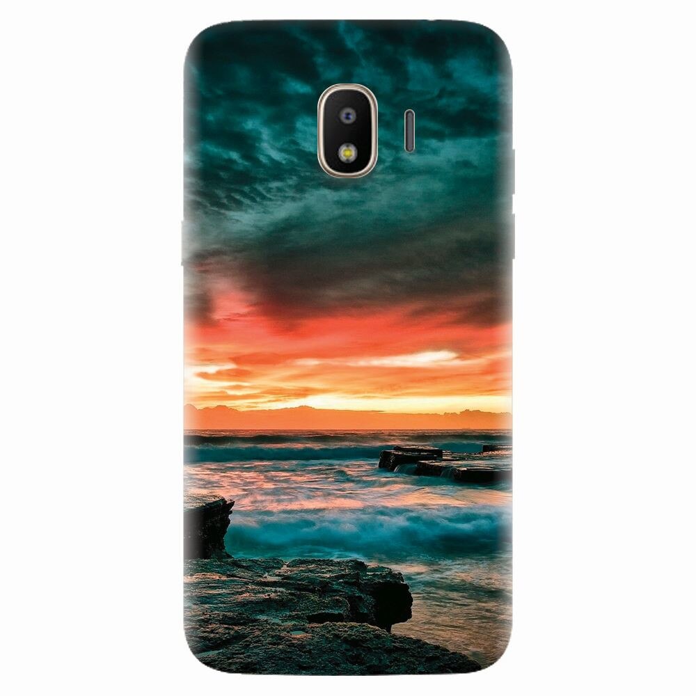 Husa silicon pentru Samsung Galaxy J2 pro 2018, Dramatic Rocky Beach Shore Sunset