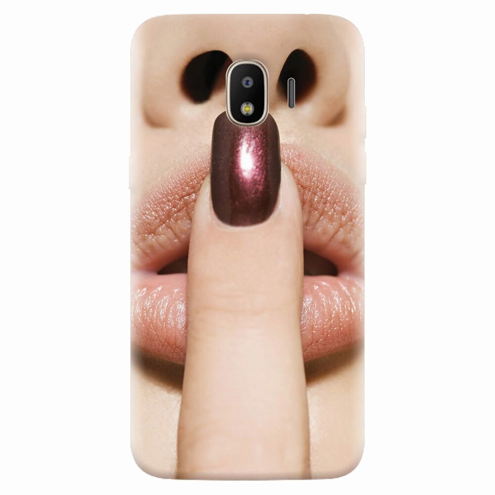 Husa silicon pentru Samsung Galaxy J2 pro 2018, Finger Purple Nailpolish Girl Lips