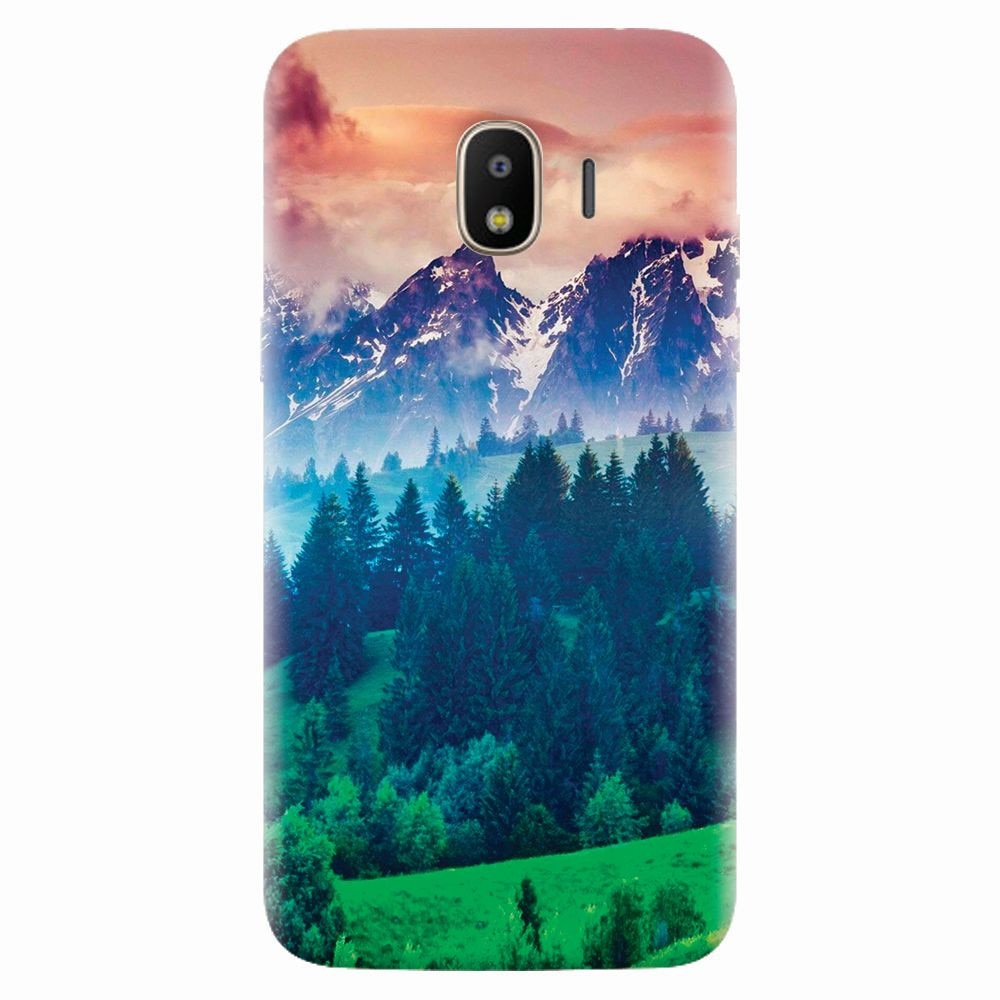 Husa silicon pentru Samsung Galaxy J2 pro 2018, Forest Hills Snowy Mountains And Sunset Clouds