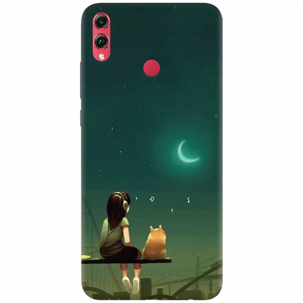 Husa silicon pentru Honor 8X, Cat And Girl