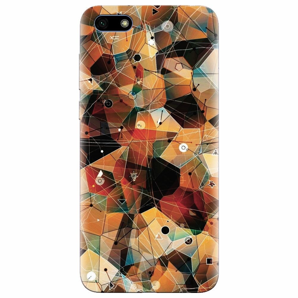 Husa silicon pentru Huawei Y5 2018, Abstract Triangles Connected Lines