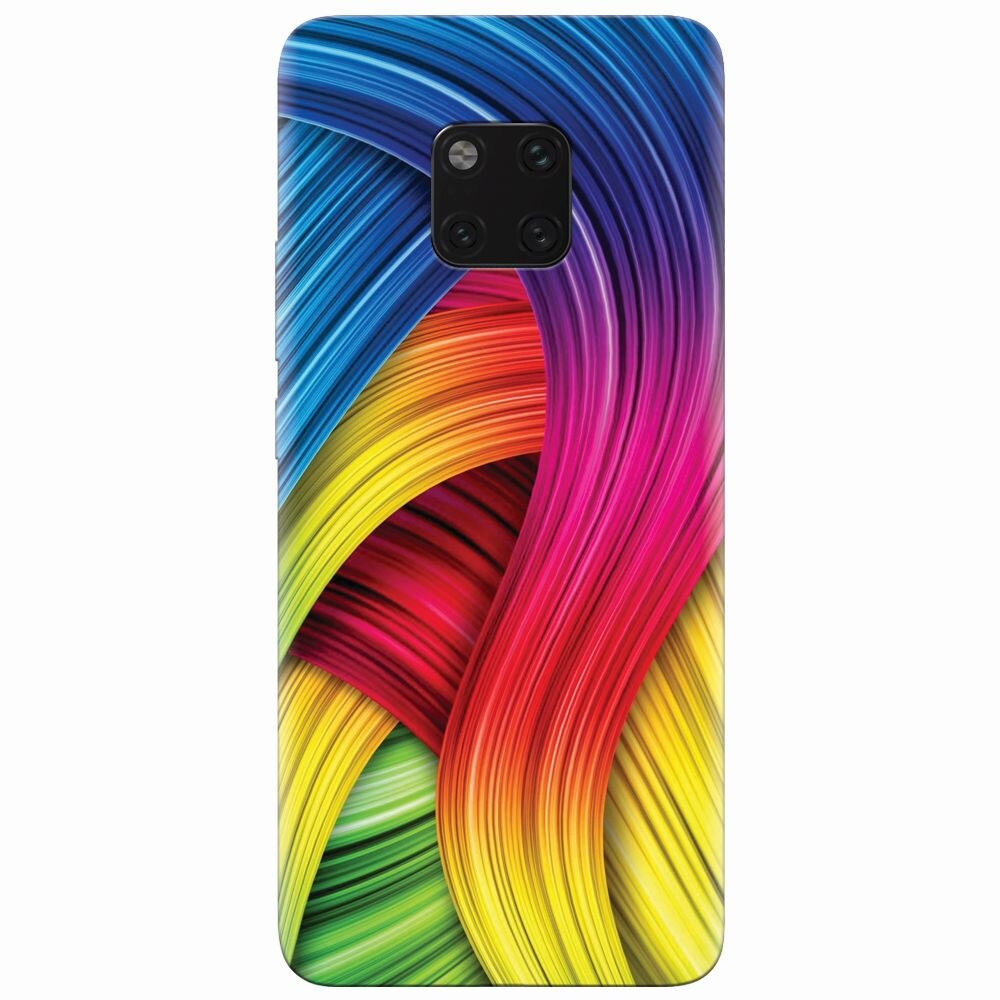 Husa silicon pentru Huawei Mate 20 Pro, Curly Colorful Rainbow Lines Illustration