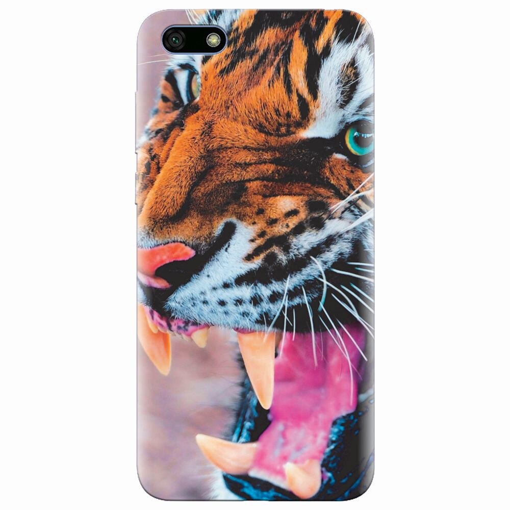 Husa silicon pentru Huawei Y5 2018, Angry Tiger Teeth Fresh