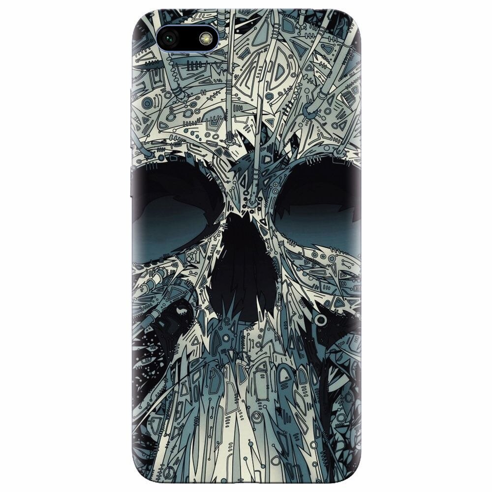 Husa silicon pentru Huawei Y5 Prime 2018, Abstract Skull Artwork Illustration