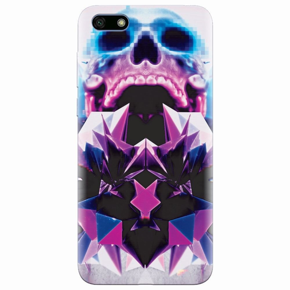 Husa silicon pentru Huawei Y5 2018, Abstract Framed Skull