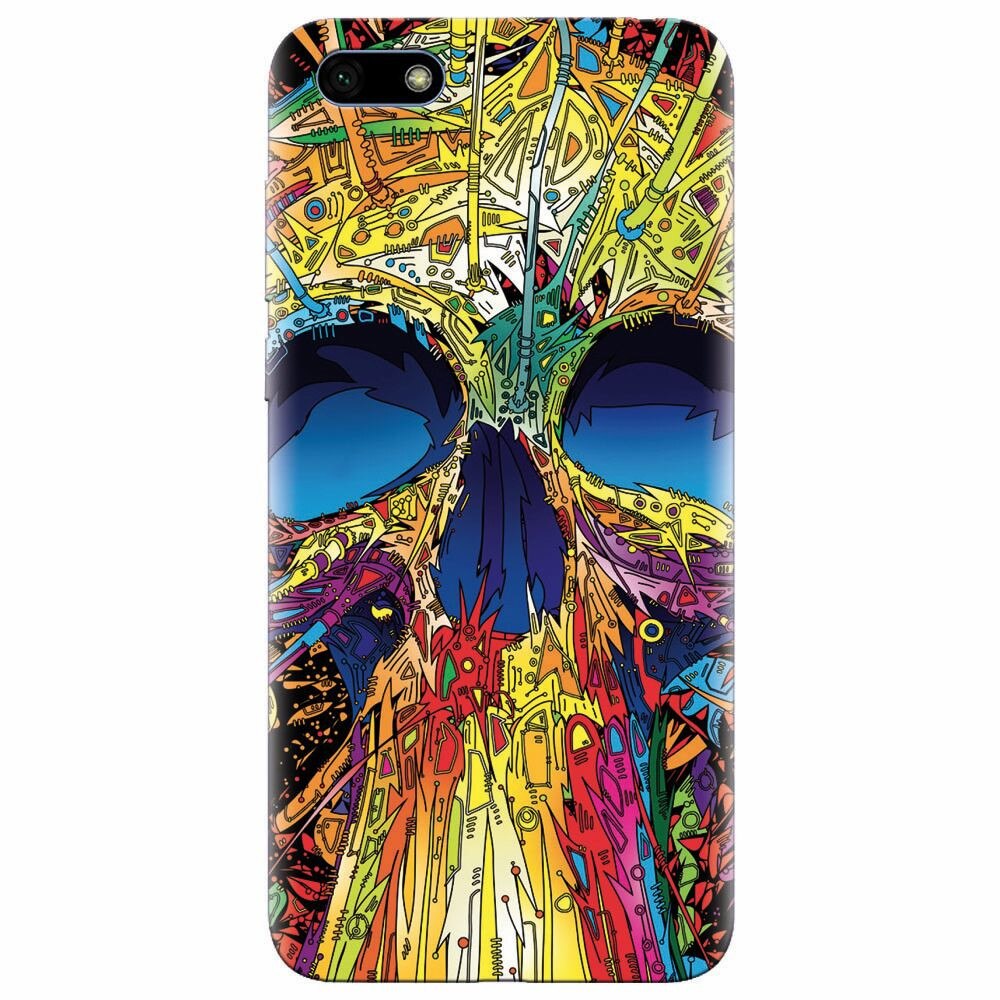 Husa silicon pentru Huawei Y5 2018, Abstract Multicolored Skull