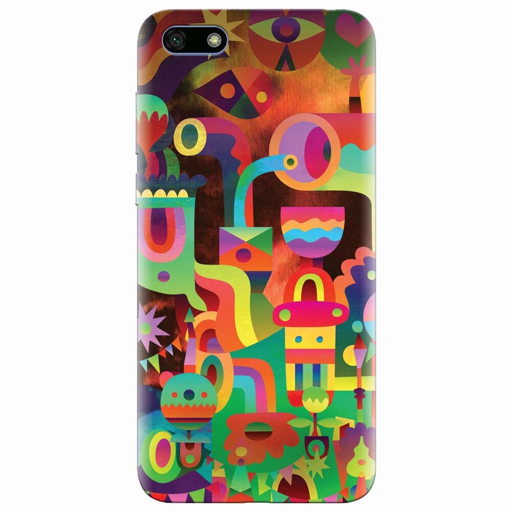 Husa silicon pentru Huawei Y5 2018, Abstract Colorful Shapes