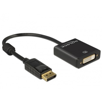 Adaptor Displayport la DVI T-M 1.2 4K Activ Negru, Delock 62599 Adaptor Displayport la DVI T-M 1.2 4K Activ Negru, Delock 62599