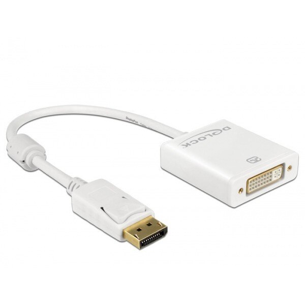 Adaptor Displayport la DVI T-M 1.2 4K Activ Alb, Delock 62600