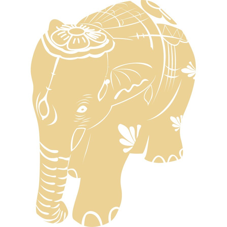 Elefant din India - Sticker Decorativ - Bej - 83 x 113 cm