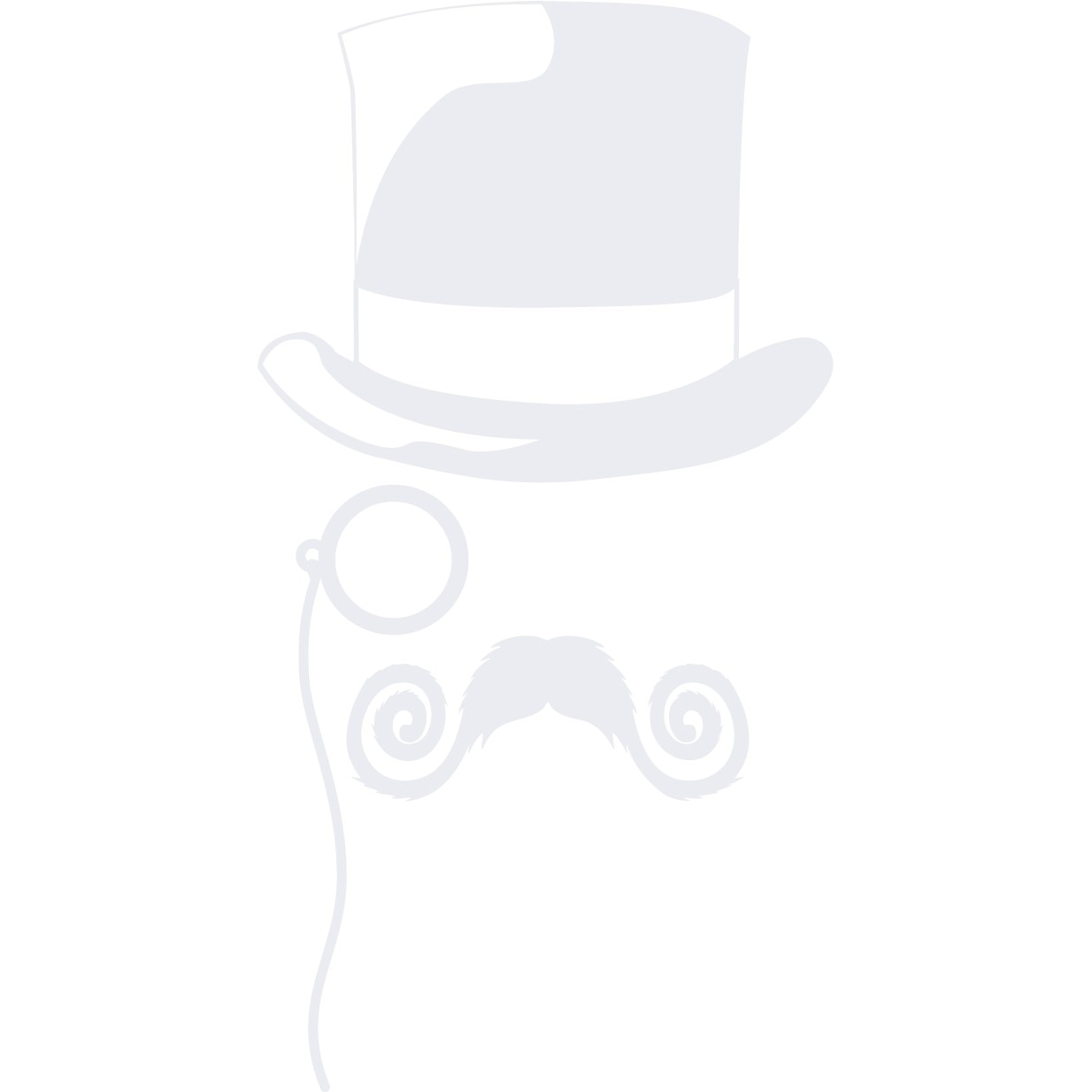 Palarie si mustata - Sticker Decorativ - Alb polar - 80 x 150 cm