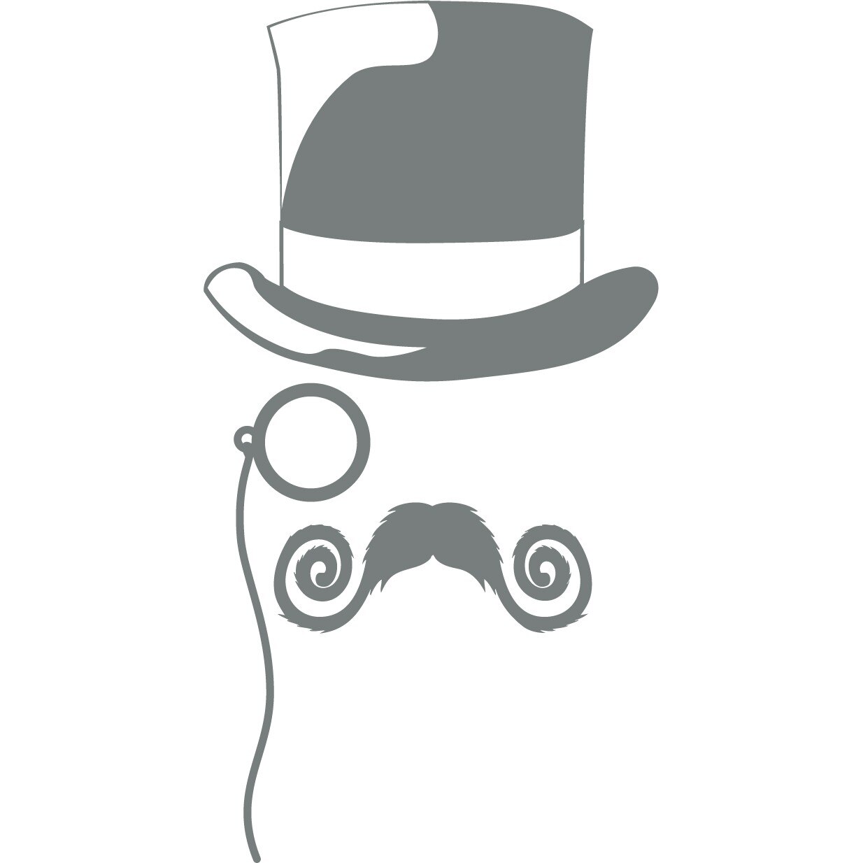 Palarie si mustata - Sticker Decorativ - Gri Metal - 80 x 150 cm