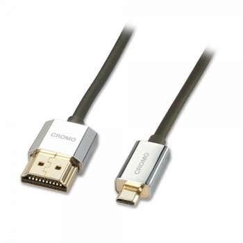 Cablu HDMI la micro HDMI-D Premium CROMO Slim 1m, Lindy L41681 Cablu HDMI la micro HDMI-D Premium CROMO Slim 1m, Lindy L41681