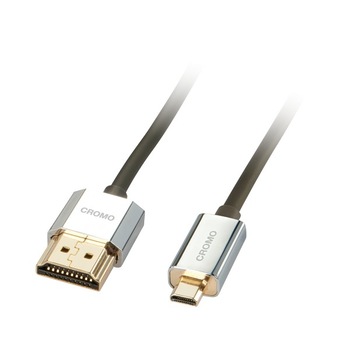 Cablu High Speed HDMI la micro HDMI-D CROMO Slim 0.5m, Lindy L41680 Cablu High Speed HDMI la micro HDMI-D CROMO Slim 0.5m, Lindy L41680