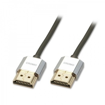 Cablu HDMI 2.0 CROMO Slim cu Ethernet T-T 0.5M, Lindy L41670 Cablu HDMI 2.0 CROMO Slim cu Ethernet T-T 0.5M, Lindy L41670