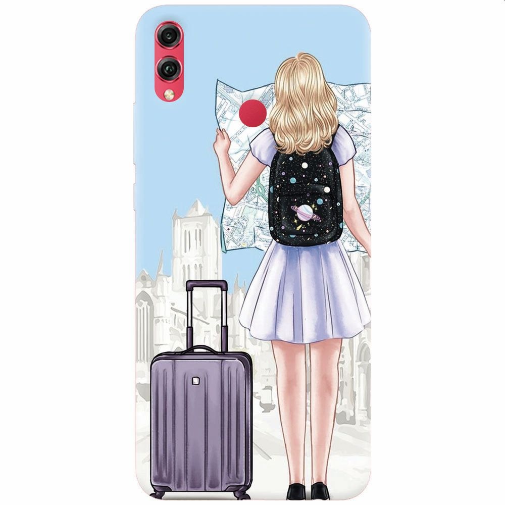 Husa silicon pentru Honor Note 10, Travel Girl Searching On Map