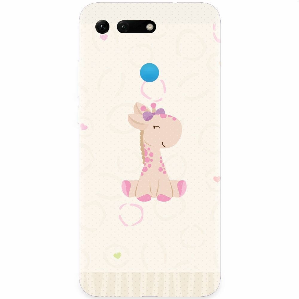 Husa silicon pentru Honor View 20, Giraffe Cute