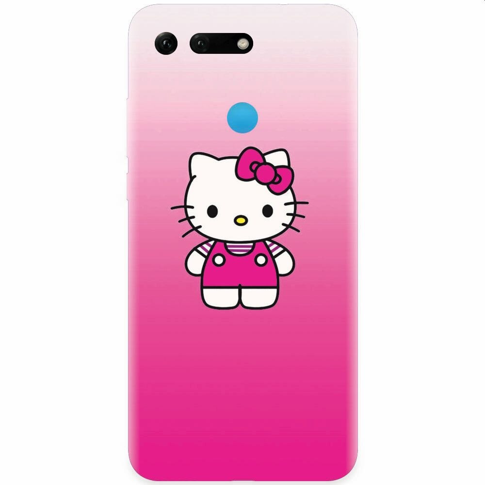 Husa silicon pentru Honor View 20, Cute Pink Catty