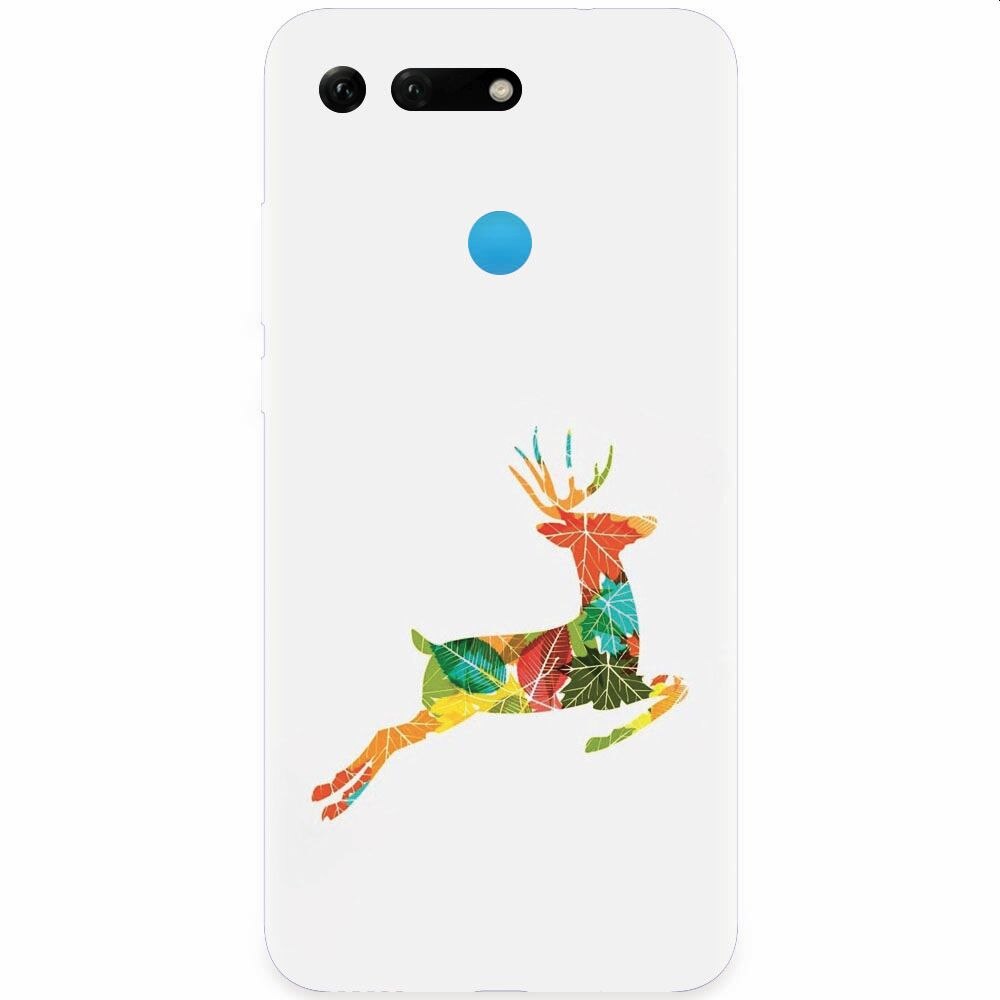 Husa silicon pentru Honor View 20, Colorful Reindeer Jump Illustration