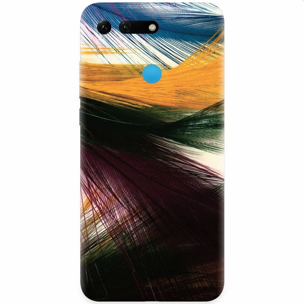 Husa silicon pentru Honor View 20, Colorful Peacock Feathers