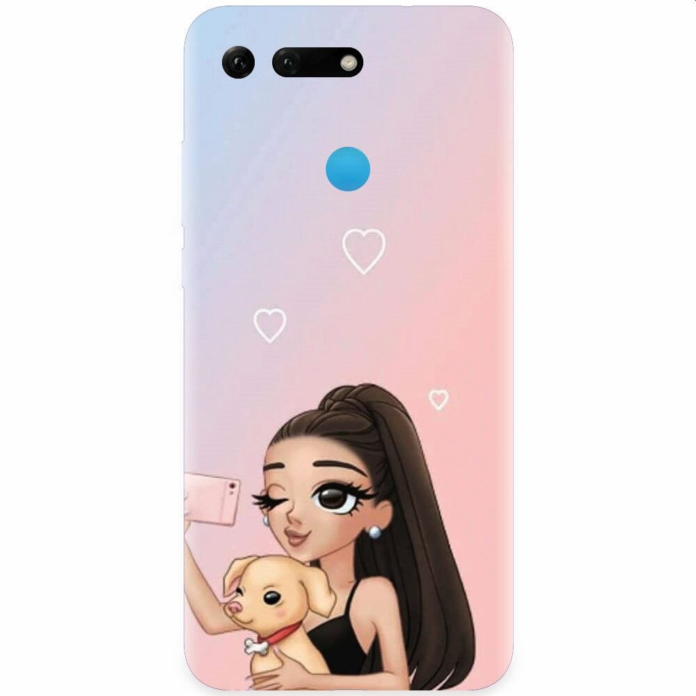 Husa silicon pentru Honor View 20, Selfie With Sweet Dog