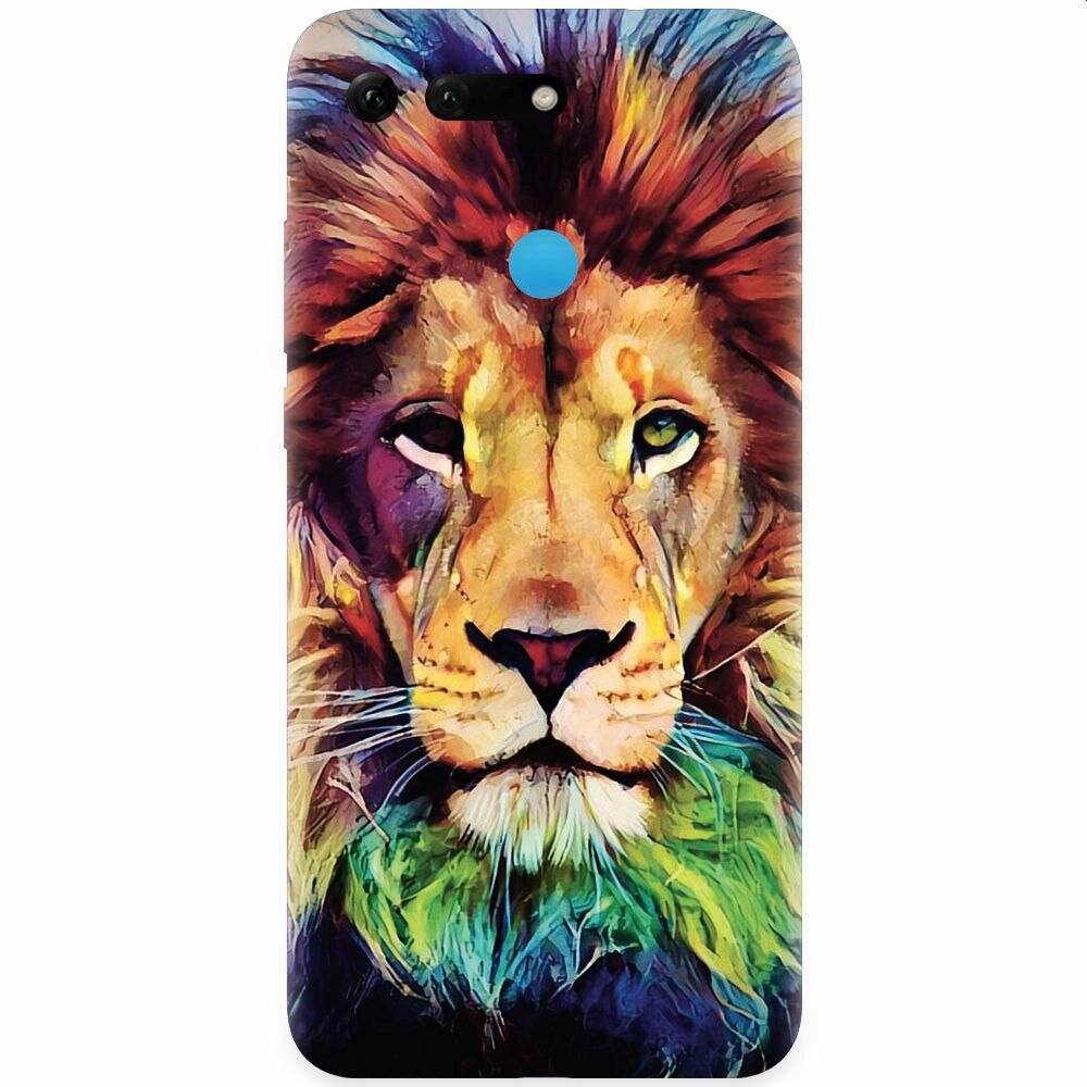 Husa silicon pentru Honor View 20, Colorfull Lion