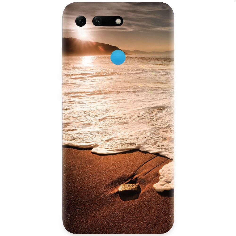 Husa silicon pentru Honor View 20, Sunset Foamy Beach Wave