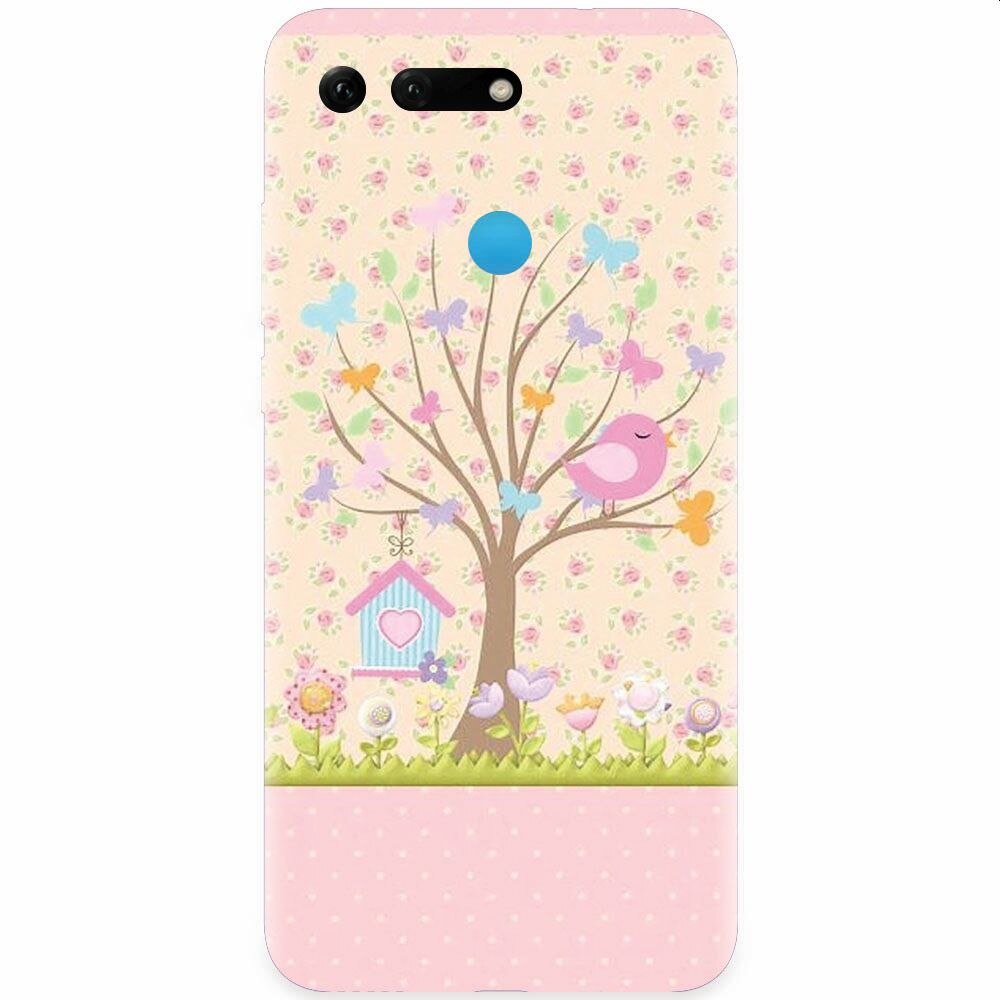 Husa silicon pentru Honor View 20, Cute Birdhouse