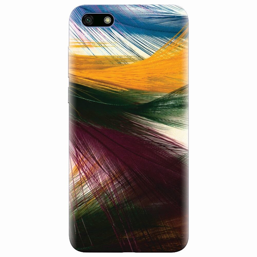 Husa silicon pentru Huawei Y5 2018, Colorful Peacock Feathers