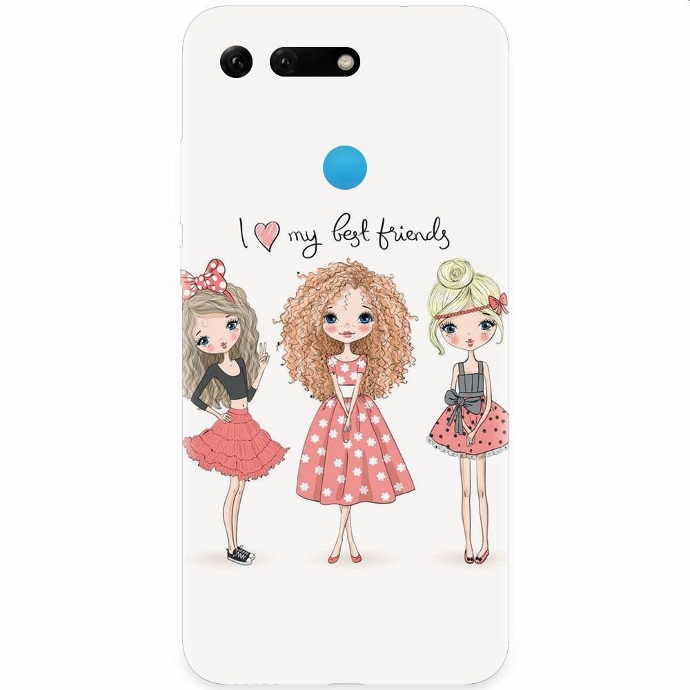 Husa silicon pentru Honor View 20, I Love My Best Friends