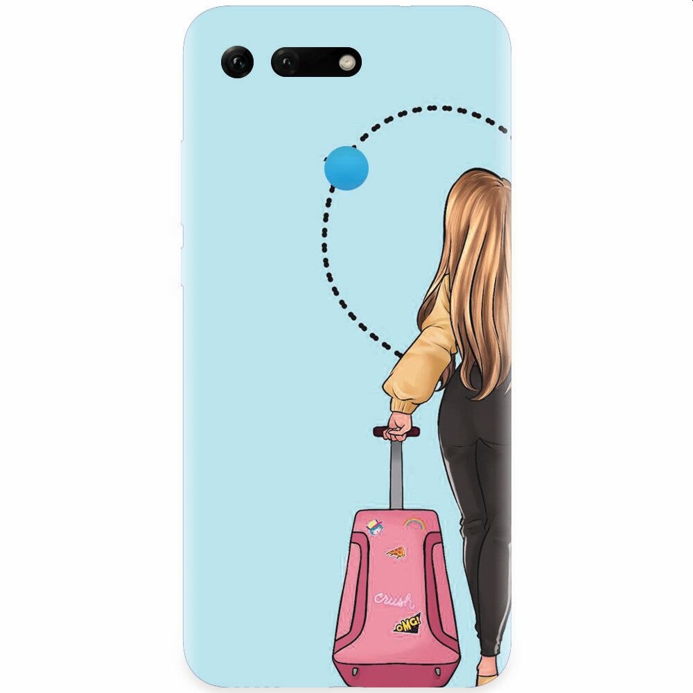 Husa silicon pentru Honor View 20, Travel Girl
