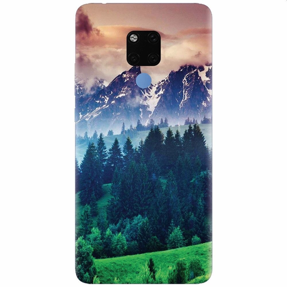 Husa silicon pentru Huawei Mate 20X, Forest Hills Snowy Mountains And Sunset Clouds