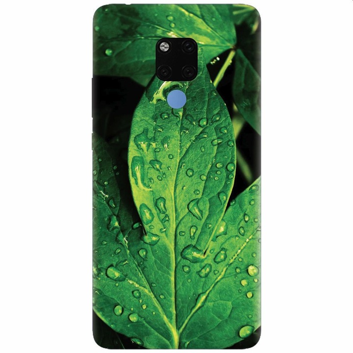 Husa din silicon compatibila cu Huawei Mate 20X, Leaves And Dew