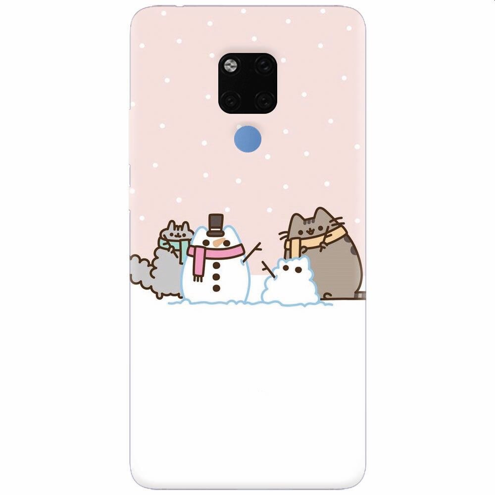 Husa silicon pentru Huawei Mate 20X, Cat And Snowman