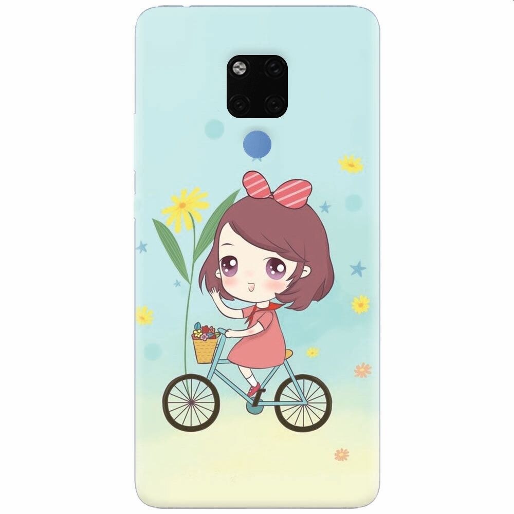 Husa silicon pentru Huawei Mate 20X, Girl And Bike