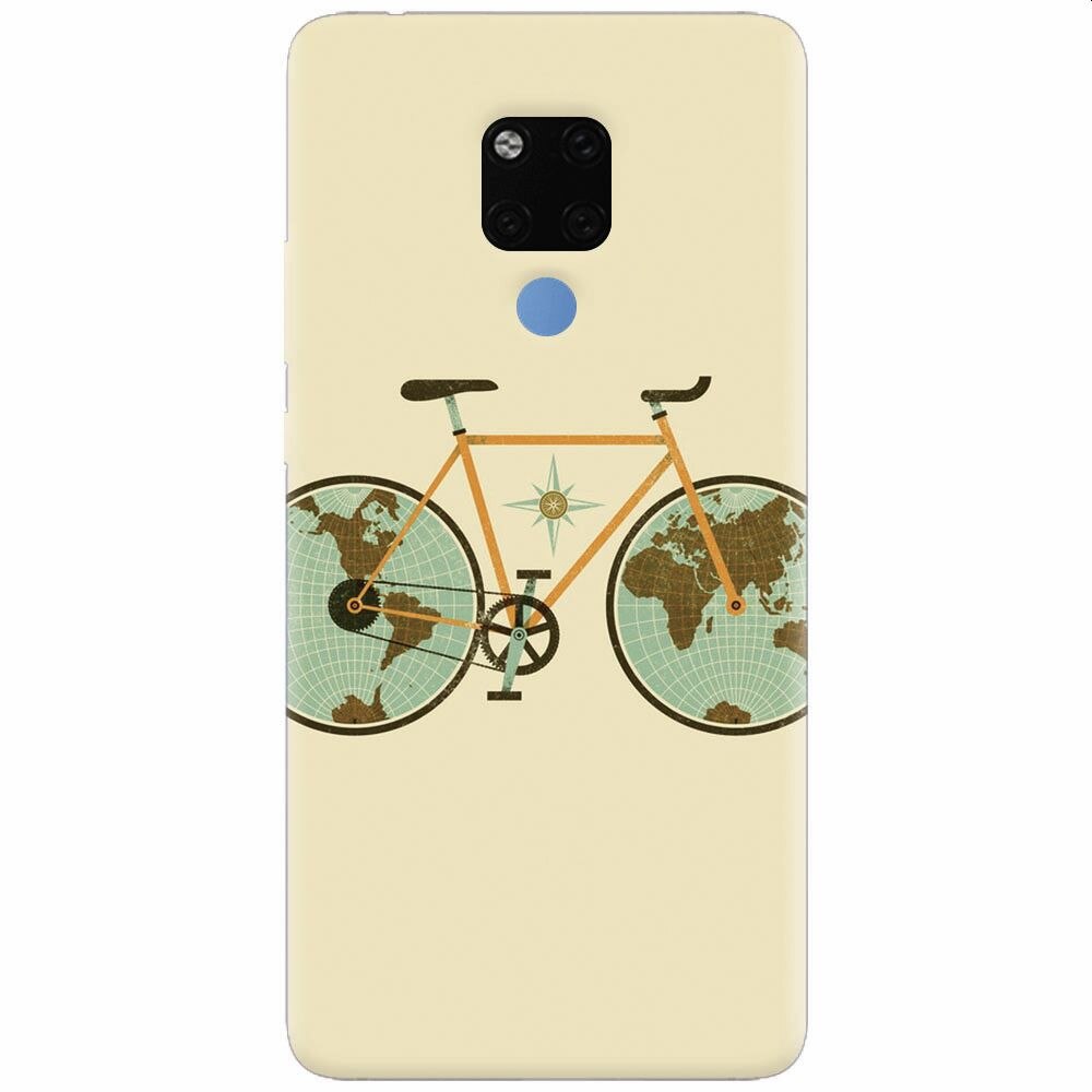 Husa silicon pentru Huawei Mate 20X, Retro Bicycle Illustration