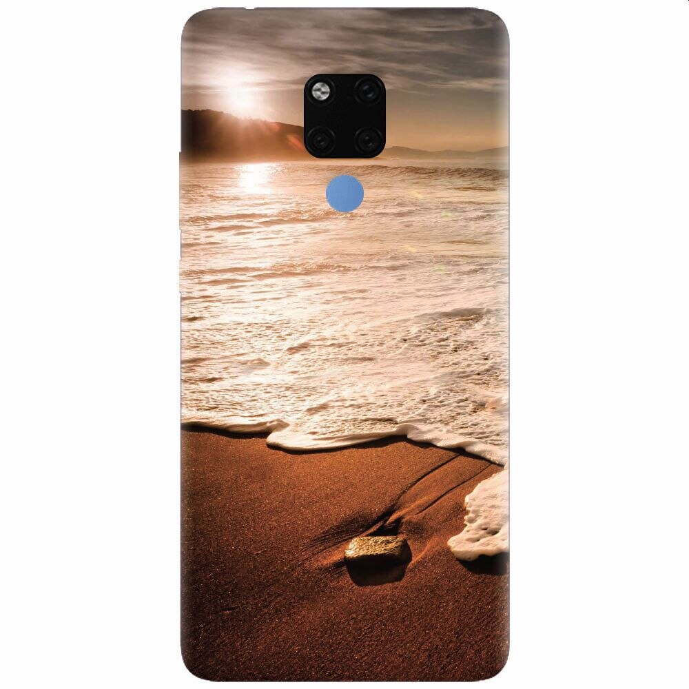 Husa silicon pentru Huawei Mate 20X, Sunset Foamy Beach Wave