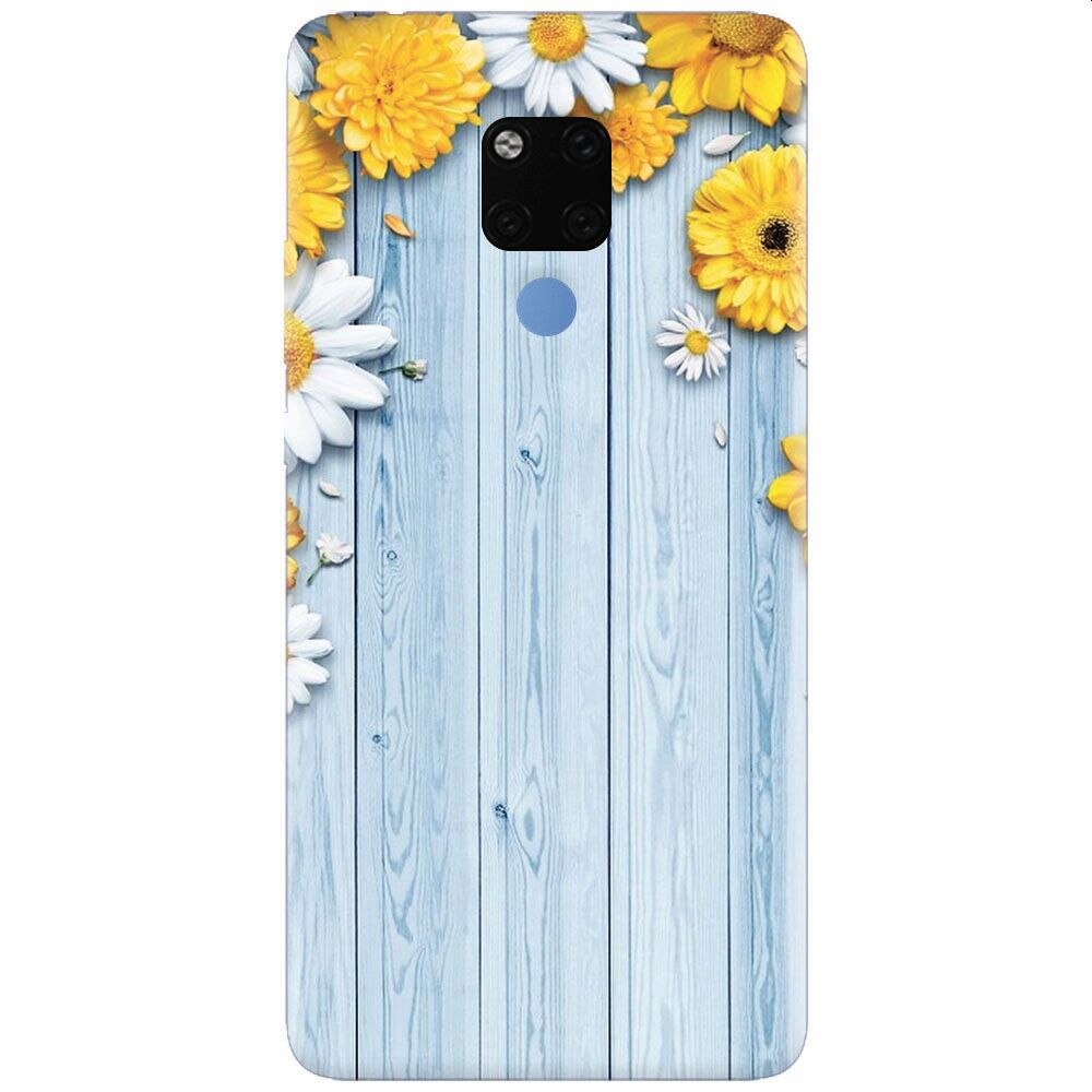 Husa silicon pentru Huawei Mate 20X, Sunflower On Blue Wood