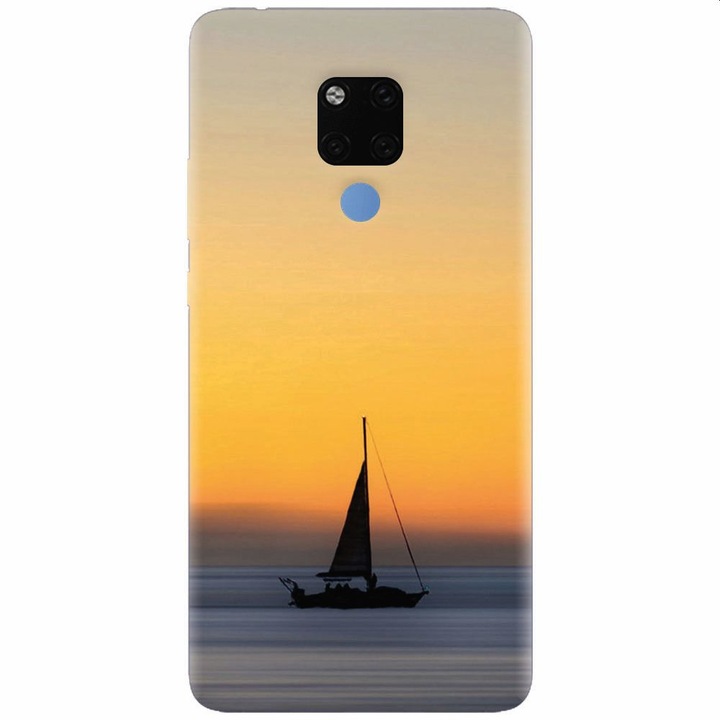 Силиконов кейс съвместим с Huawei Mate 20X, Wind Sail Boat Ocean Sunset