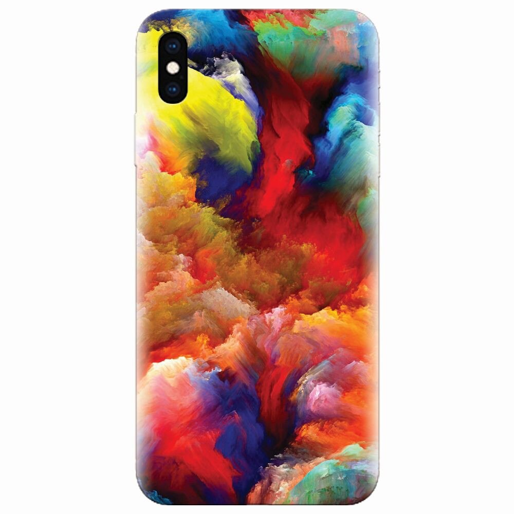 Husa silicon pentru Apple Iphone XS, Oil Painting Colorful Strokes