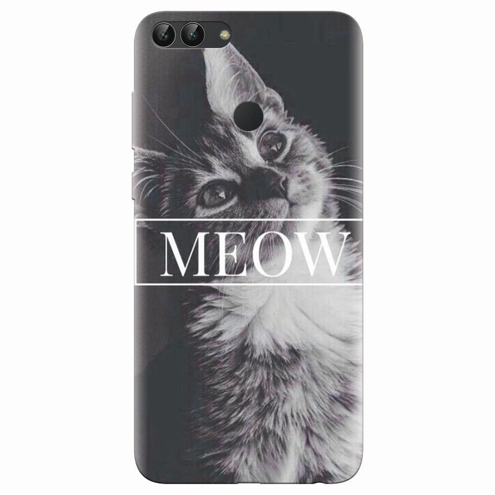 Husa silicon pentru Huawei P Smart, Meow Cute Cat