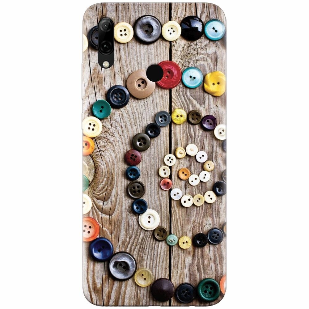Husa silicon pentru Huawei P Smart Z, Colorful Buttons Spiral Wood Deck