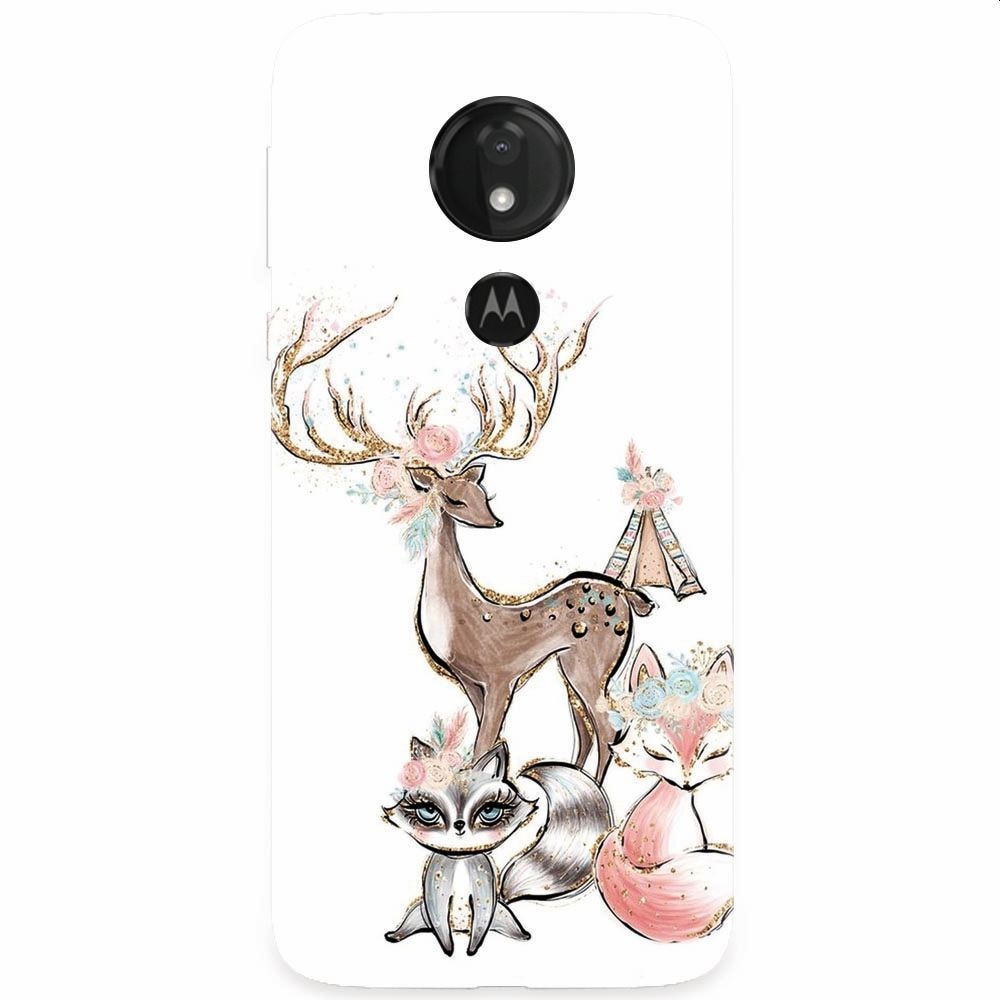 Husa silicon pentru Motorola Moto G7 Power, Foxs And Deer
