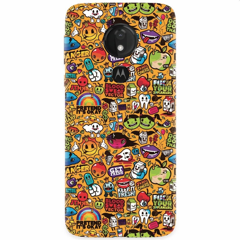 Husa silicon pentru Motorola Moto G7 Power, Colorful Sticker Illustrations