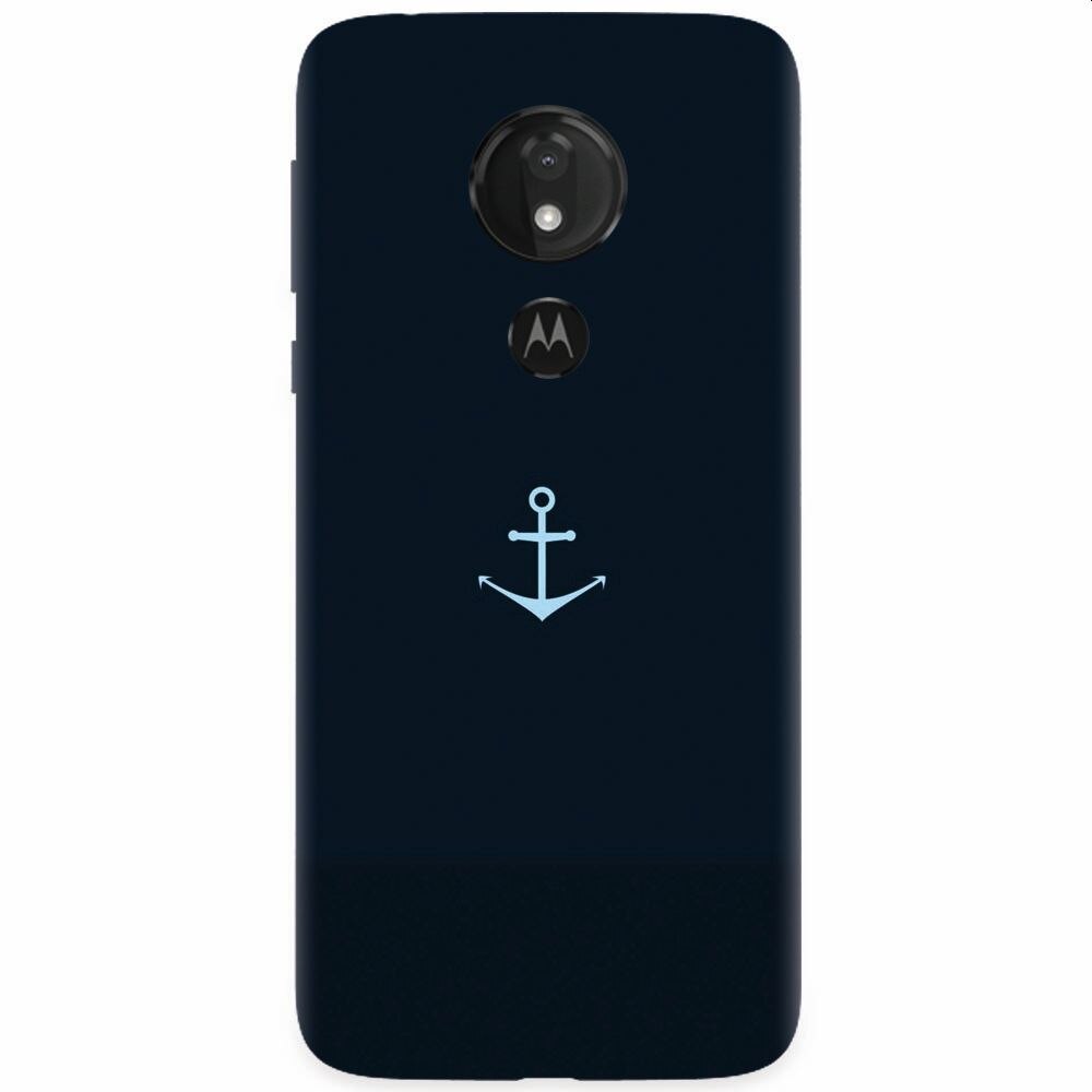 Husa silicon pentru Motorola Moto G7 Power, Blue Navy Anchor Illustration Flat