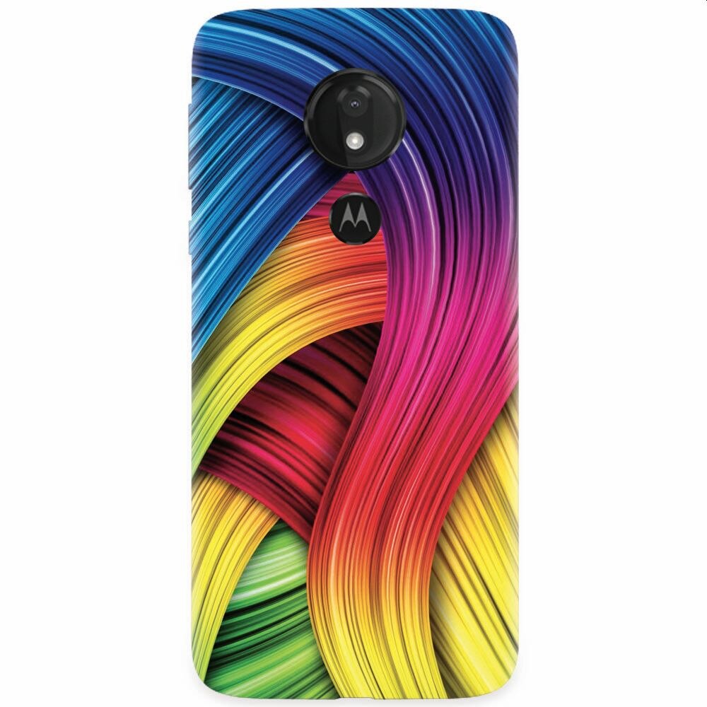 Husa silicon pentru Motorola Moto G7 Power, Curly Colorful Rainbow Lines Illustration