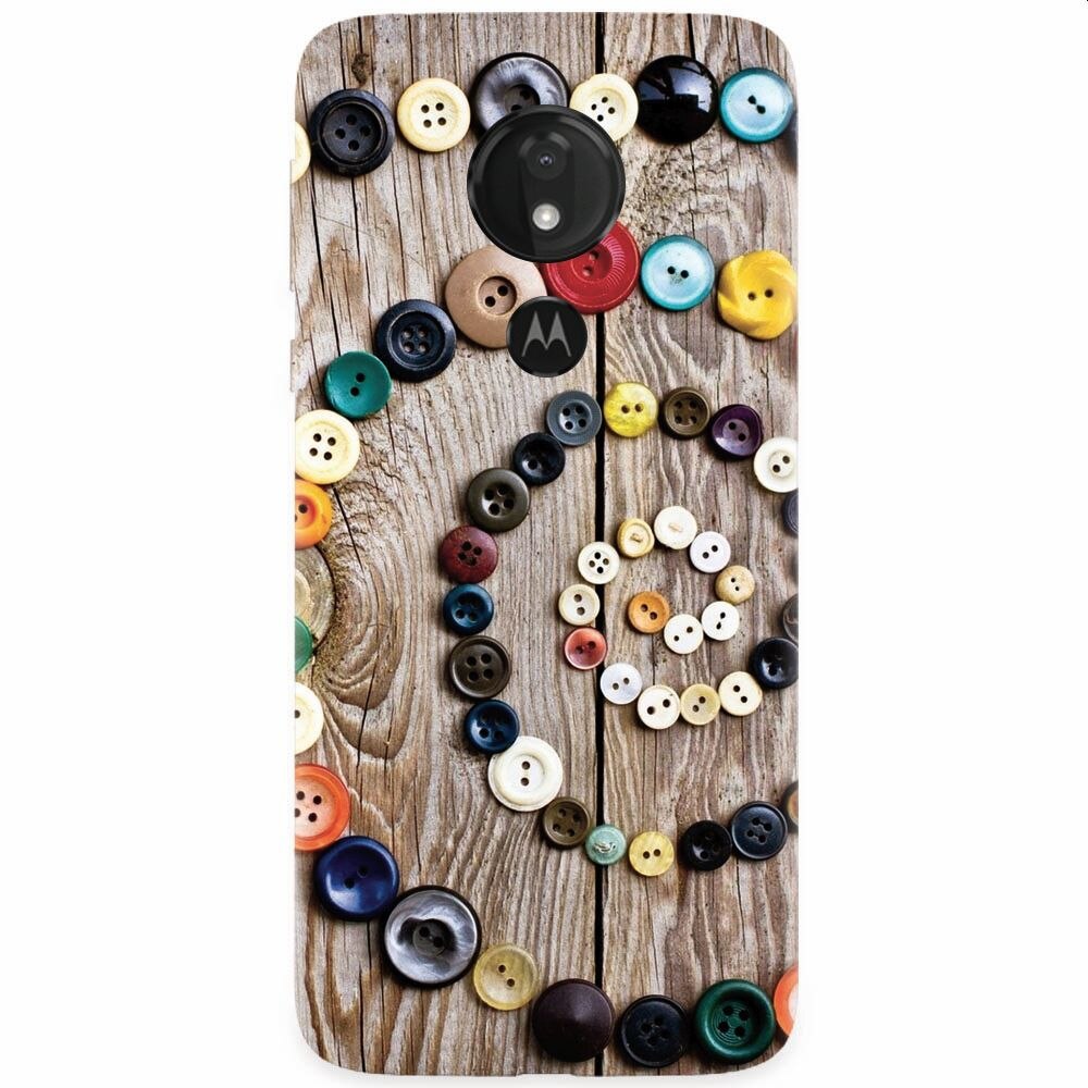Husa silicon pentru Motorola Moto G7, Colorful Buttons Spiral Wood Deck